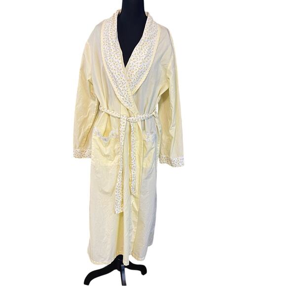 Secret treasures butter yellow ditzy floral cotton blend robe cottagecore large - Picture 2 of 15